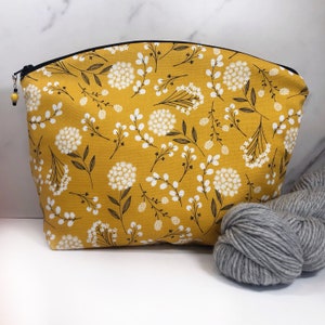 Gold Floral Small Knitting & Crochet Project Bag