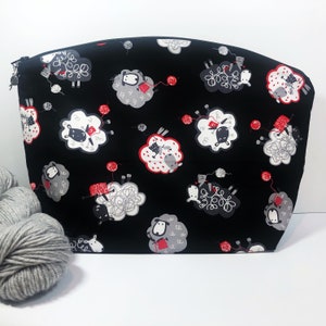Black Knitting Sheep Large Knitting Project Bag