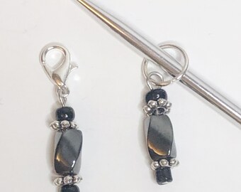 Black Hemitite Knitting Stitch Marker
