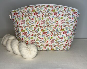 Large Knitting/ Crochet Project Bag with Winter Print