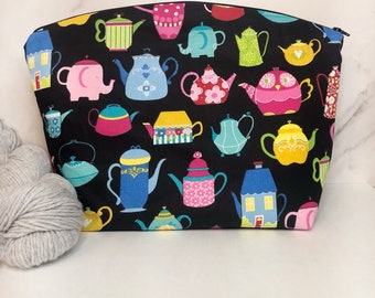 Teapot Large Knitting and Crocheting Project Bag