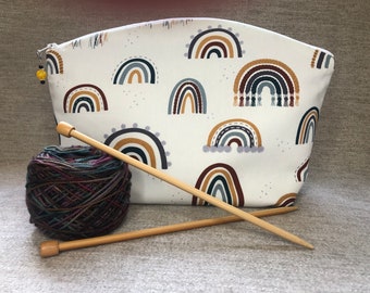 Boho Rainbow Small Knitting and Crocheting Project Bag