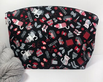 Black Cats Large Knitting Project Bag