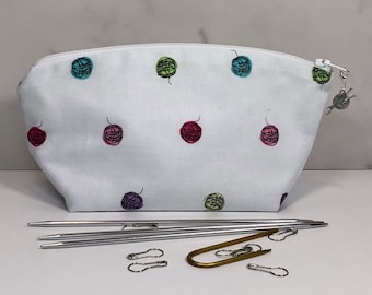 Balls of Yarn Knitting Notions Bag and Stitch Marker