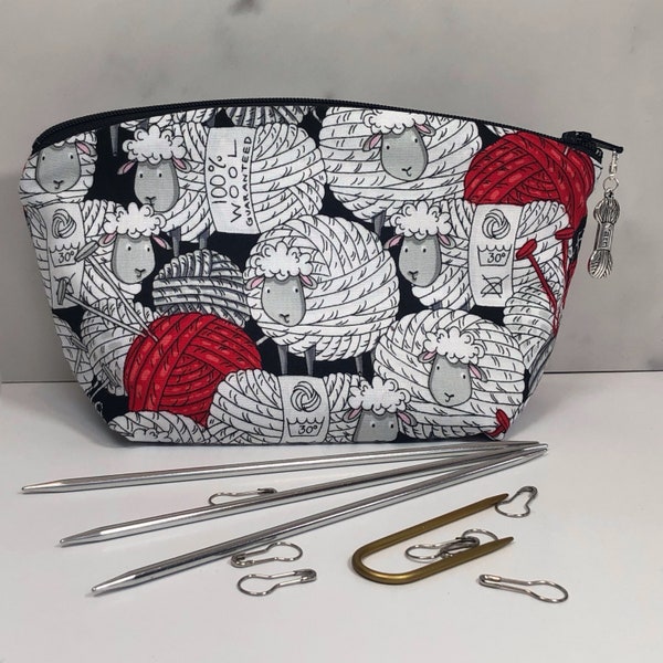 Knitting Sheep Notions Bag and Stitch Marker