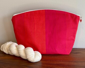 Large Knitting/ Crocheting Project Bag, Red/ Orange Bag