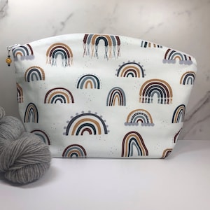 Boho Rainbow Large Knitting and Crocheting Project Bag