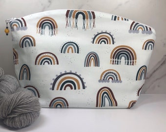 Boho Rainbow Large Knitting and Crocheting Project Bag