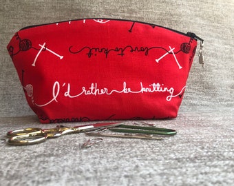 Red Knitting Love Notions Bag