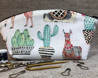 Boho Llama Knitting and Crocheting Notions Bag