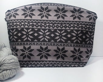 Gray Sweater Large Knitting and Crocheting Project Bag