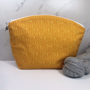 Yellow Cables Small Knitting and Crocheting Project Bag