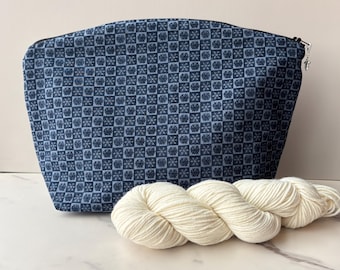 Large Knitting/ Crocheting Project Bag with Snowflake Print