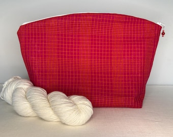 Red Large Knitting and Crocheting Project Bag