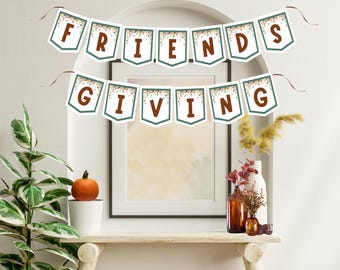 Friendsgiving Banner featuring Fall Leaves, Printable Friendsgiving Decorations