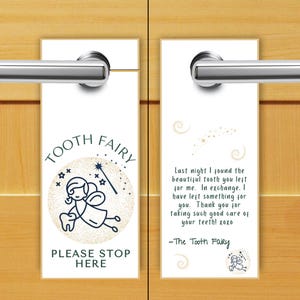 Tooth Fairy Door Hanger, Please Stop Here Door Knob Sign, Tooth Fairy Letter, Tooth Fairy Receipt, Printable Tooth Fairy , Tooth Fairy Kit