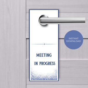 Plaque de porte Réunion en cours, Plaque de porte imprimable, Réunion en session, Ne pas déranger, Accroche-porte de bureau, Plaque de porte de travail à domicile