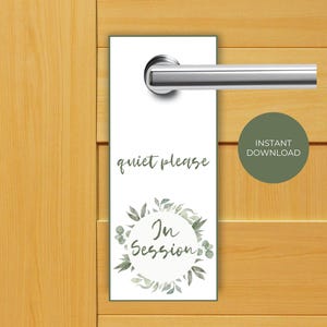 Plaque de porte IN SESSION, plaque de porte imprimable, plaque de poignée de porte, Ne pas déranger, accroche-porte de bureau, plaque de traitement en session, calme s&#39;il vous plaît