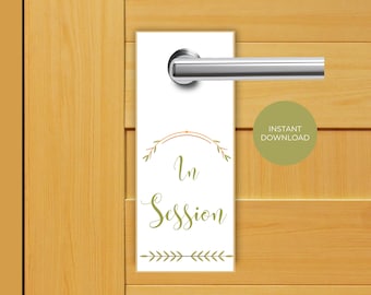 IN SESSION Door Sign, Printable Door Sign, Door Handle Sign, Do Not Disturb, Office Door Hanger Sign, Treatment in Session Sign