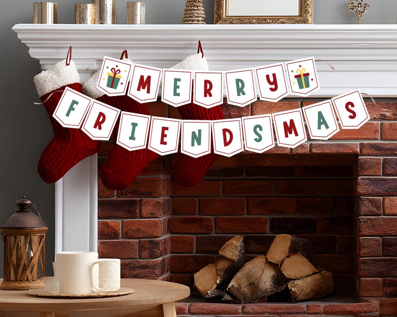 Printable Merry Friendsmas Banner, Friendsmas Party Decorations ...