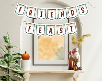 Friendsgiving Banner featuring Fall Leaves, Printable Friendsgiving Decorations