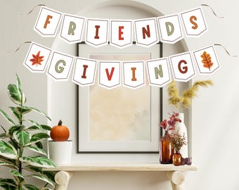 Friendsgiving Banner featuring Fall Leaves, Printable Friendsgiving Decorations