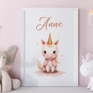 Unicorn Wall Art  Personalized Unicorn Print for Girls – Digital Nursery Decor Printable Unicorn Poster