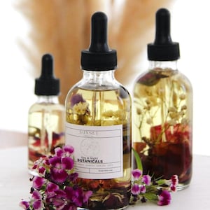 Organic Handmade Rose-Infused Sunset Body Oil for Sensitive Skin and Deep Hydration