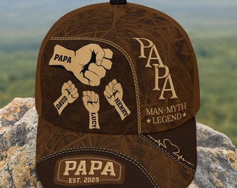 Custom Best Papa Ever Hat, Custom Dad Hats, Best Gift for Dads, Daddy Fist Bump, Papa Hat, Gift for Papa, Fathers Day Hat, Fathers Day Gift