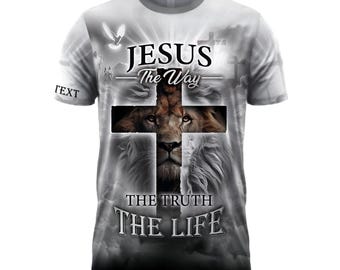 Benutzerdefinierte Jesus der Weg die Wahrheit und das Leben Shirt, Jesus Shirt, christliches Shirt für Männer, religiöse Hemden, Kreuz Shirt, Männer christliche Hemden