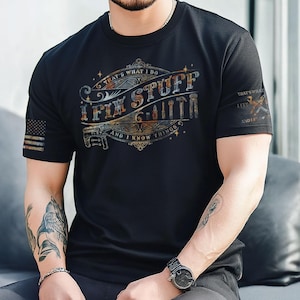 That&#39;s What I Do I Fix Stuff And I Know Things T-Shirt For Men, Handyman Dad Shirt, Funny Dad Gift Shirt, Husband T-Shirt, Mechanic T-Shirt