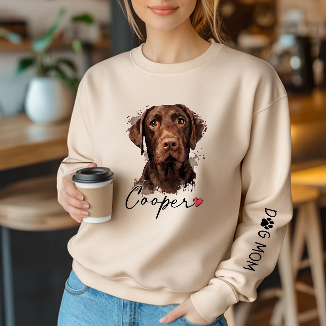 Custom Pet Portrait From Photo Sweatshirt, Personalized Dog or Cat Art ...