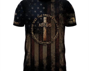 Benutzerdefinierte Jesus der Weg die Wahrheit und das Leben Shirt, religiöse Hemden, Männer christliche Hemden, christliches Hemd für Männer, Jesus Shirt, Kreuz Shirt