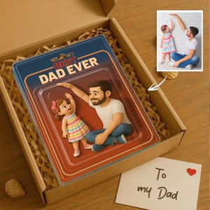 Custom Photo Dad And Kids Action Figure Acrylic Block, Personalized Father&#39;s Day Gift For Dad, Best Dad Ever Block Plaque, Gift For Husband