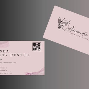 Visitekaartje Minimalistisch| Roze minimalistisch visitekaartje| Visitekaartje met QR-code| Sjabloon voor visitekaartjes| Dubbelzijdig visitekaartje
