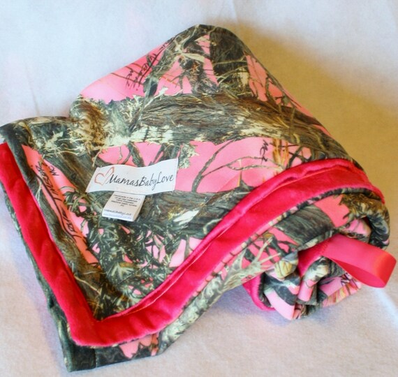 Items similar to Pink Camo True Timber MC2 Pink Suede Blanket and Hot Pink Minky Dot on Etsy