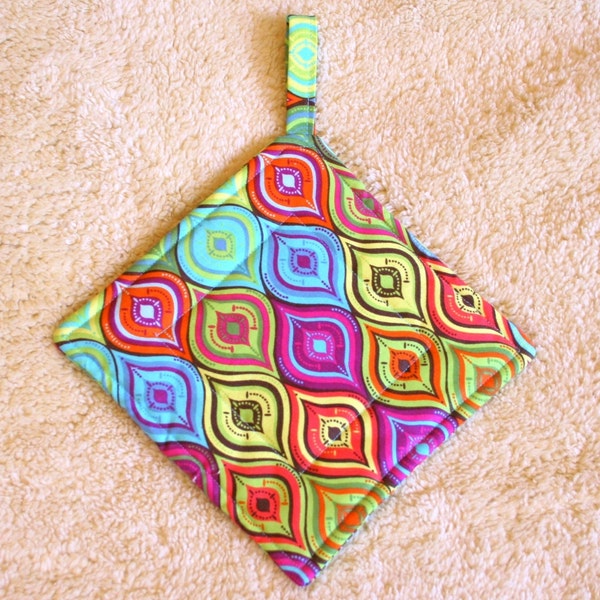 Potholder or Hot Pad - Retro Style, Bright and Bold