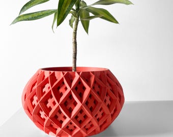 Rokio 3D Printed Planter with Drainage Tray: Modern Indoor Plant Pot