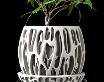 3D Printed Slime Planter Pot with Tray: Modern Succulent & Cactus Planter