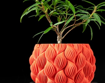 Ripple 3D Printed Planter Pot with Tray: Modern Succulent Planter