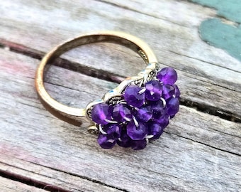 Anillo Cha Cha de amatista, bañado en plata reciclada, talla 9.5