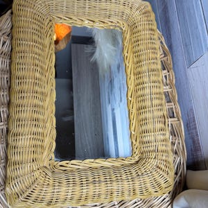 Vintage Boho Wicker Wall Mirror Rattan, Wicker Mirror.