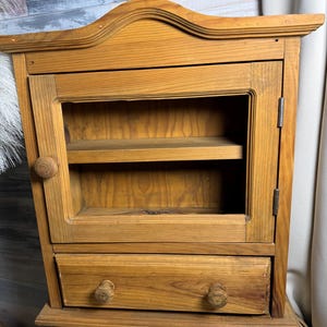 Vintage Wooden Wall-Mounted Cabinet With Door Spice Organizer