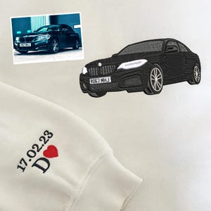 お父さんへの父の日ギフト - 車の刺繍入りカスタムシャツ - 車付きパーカー - 彼氏への記念日ギフト - 彼へのパーソナライズギフト