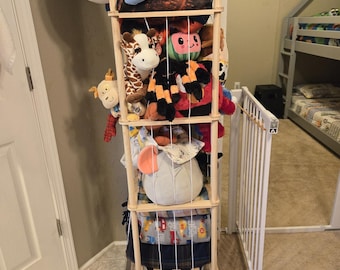 Stuffed Animal Storage Holder, Wooden Plush Toy Organizer, Storage Rack, Gift for her