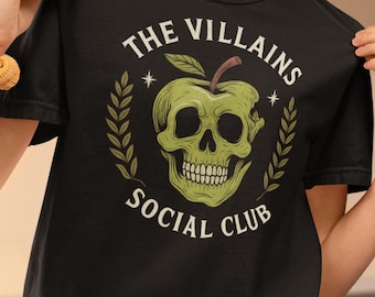 Camiseta del Club Social de Villanos, Camiseta gráfica de calavera de manzana envenenada