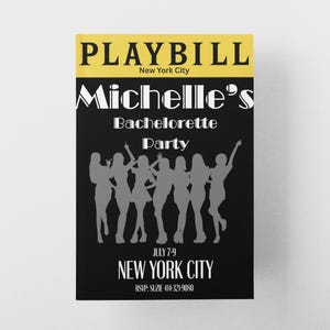 Individuelles Broadway Playbill Bachelorette Einladungs-Bundle - Bachelorette Einladungen, Braut am Theater, Theaterstück am Theater einladen