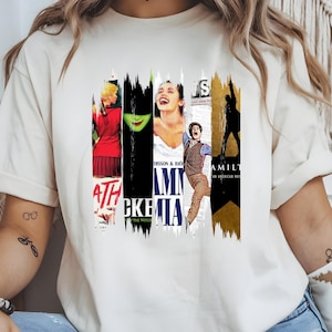 Anpassad Broadway-shower musikalisk collage-t-shirt | Teaterpenselränder