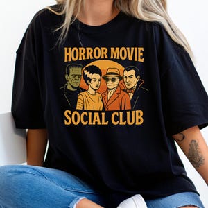 Horror Movie Social Club Tee,Halloween Horrors T-Shirt, Unisex Graphic Tee, Film Buff Gift, Halloween Apparel, Movie Lover Shirt, Theme Park
