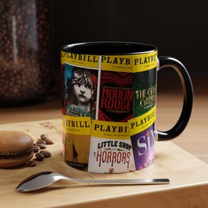 Custom (6) Broadway Musical Playbill Coffee Mug - Perfect for Theater Lovers, Gift for Actors, Coffee Lovers, Broadway Fans, Christmas Gift